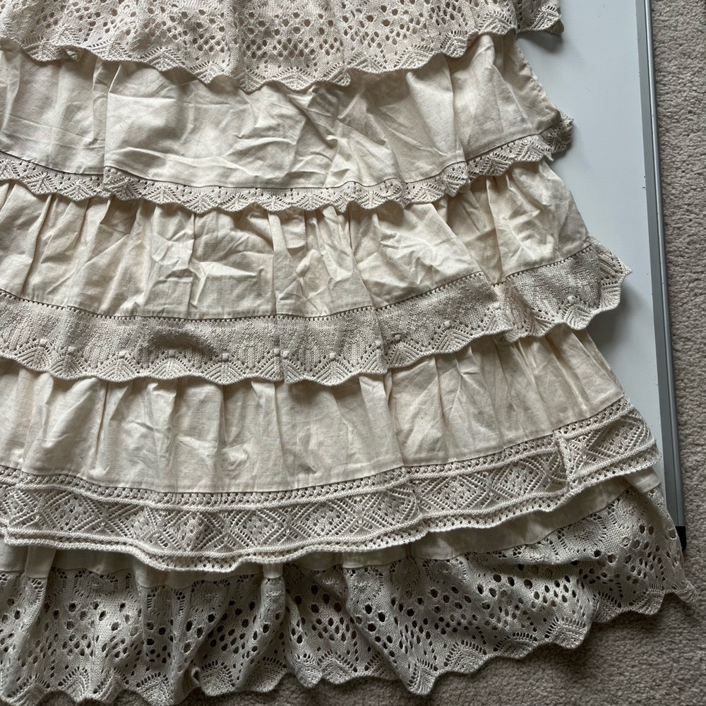 NWT Cecilia Prado Cream Lace ruffle Dress by Anthropologie - Picture 4 of 12